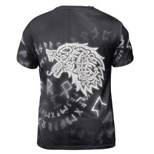 Viking T-shirt Berserker Fenrir Wolf And Rune Back