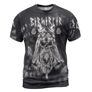 Viking T-shirt Berserker Fenrir Wolf And Rune Front