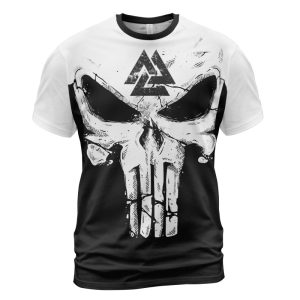 Viking T-shirt Black Skull Valknut Until Valhalla Front