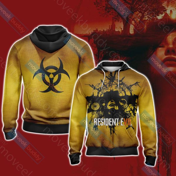 Resident Evil 7 Biohazard Unisex 3D T-shirt Zip Hoodie XS