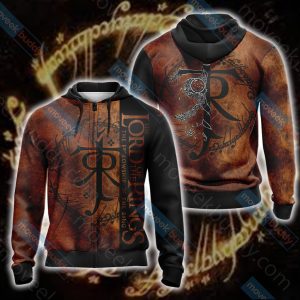 The Lord of the Rings The Hobbit - Tolkien Estate Unisex 3D T-shirt Zip Hoodie XS 