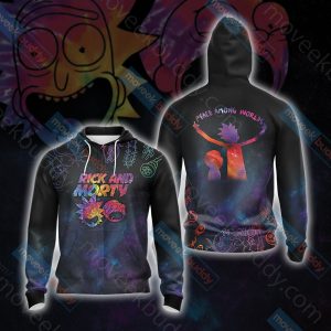 Rick and Morty Peace Among Worlds Unisex 3D T-shirt Zip Hoodie XS 