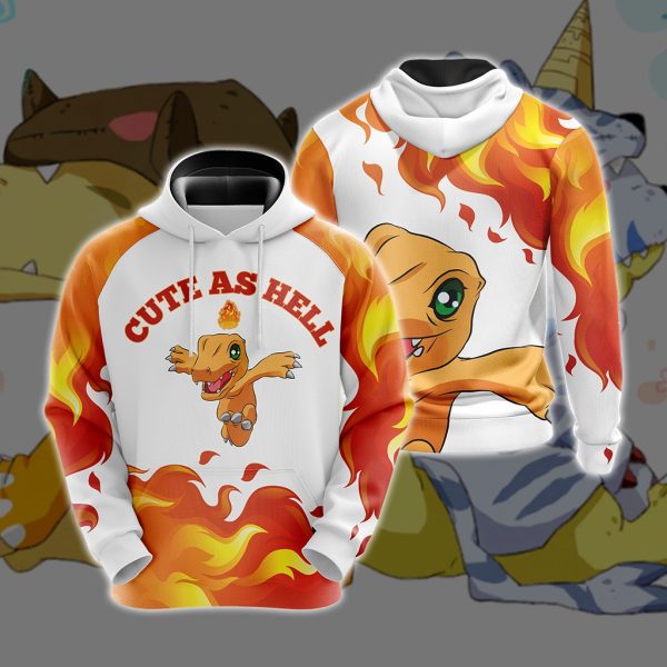 Digimon - Agumon Cute As Hell Unisex 3D T-shirt Hoodie S