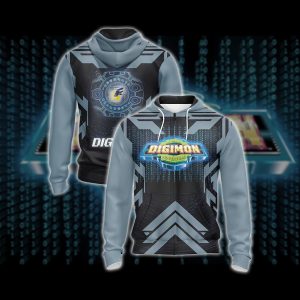 Digimon New Look Unisex 3D T-shirt Zip Hoodie XS 