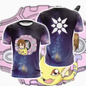 Digimon Hikari And Nyaromon Unisex 3D T-shirt   