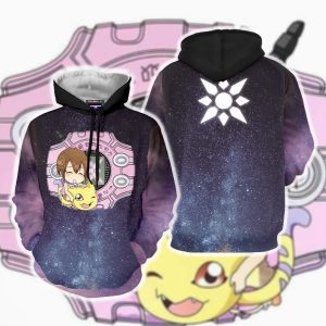 Digimon Hikari And Nyaromon Unisex 3D T-shirt   