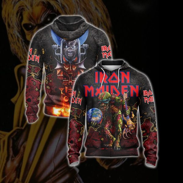 Iron Maiden Unisex 3D T-shirt Zip Hoodie XS