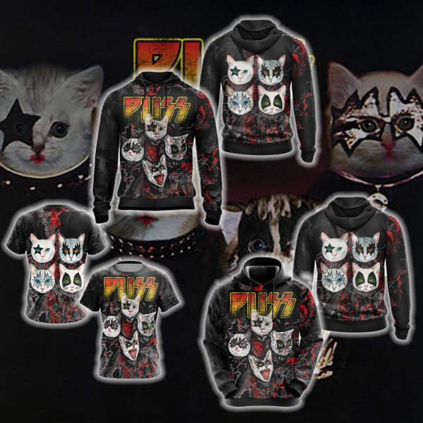 Kiss band x cats - Puss Unisex 3D T-shirt