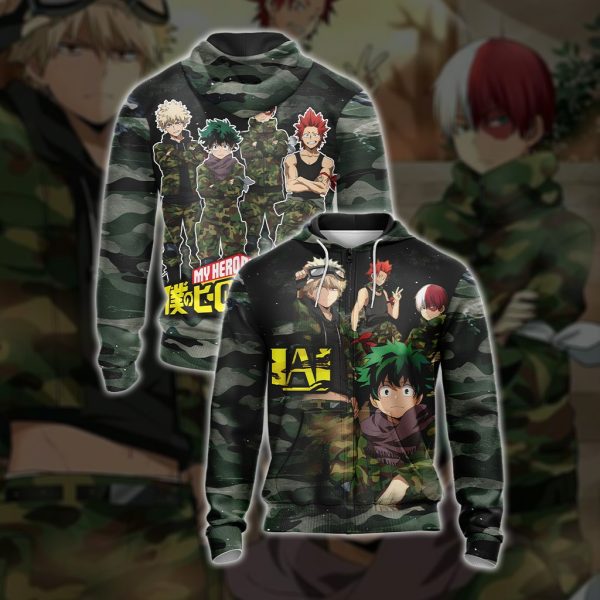 My Hero Academia in Military Uniform Unisex 3D T-shirt Zip Hoodie XS