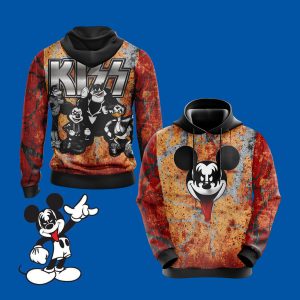 Kiss band x Disney character Unisex 3D T-shirt Hoodie S 