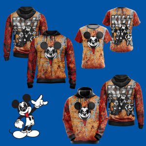 Kiss band x Disney character Unisex 3D T-shirt   