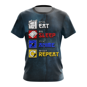 Eat Sleep Anime Repeat Unisex 3D T-shirt   