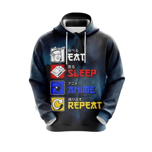 Eat Sleep Anime Repeat Unisex 3D T-shirt