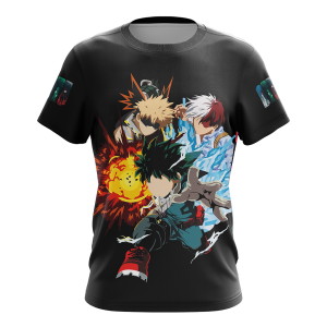 Boku No Hero Acamedia - Midoriya Izuku + Bakugo Katsuki +Todoroki Shouto  Unisex 3D T-shirt   