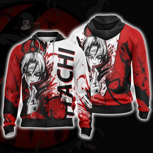 Naruto - Itachi Uchiha and his Mangekyou Sharingan Unisex 3D T-shirt Zip Hoodie S