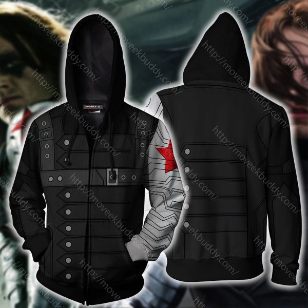 Winter Soldier (Bucky Barnes) Cosplay Zip Up Hoodie Jacket XS