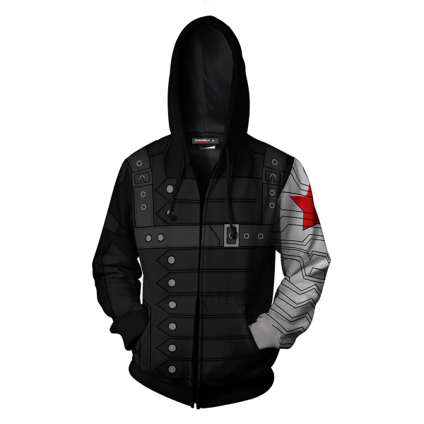 Winter Soldier (Bucky Barnes) Cosplay Zip Up Hoodie Jacket