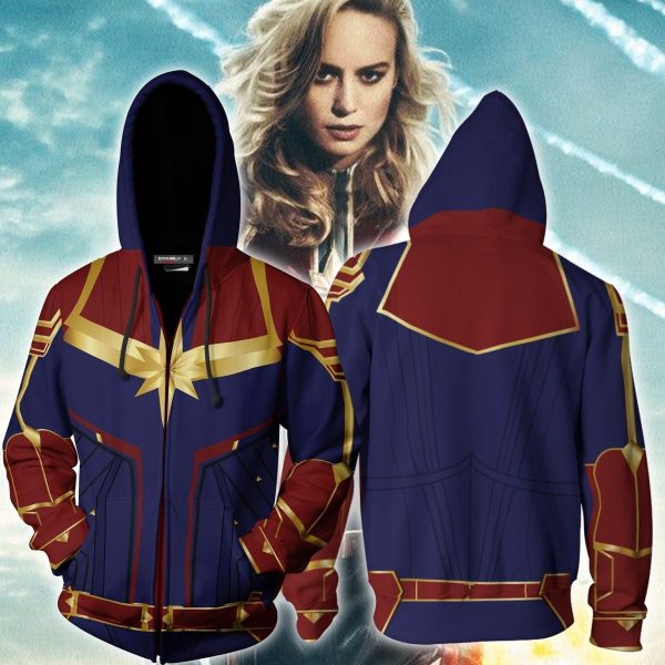 Captain Marvel Cosplay New Look Zip Up Hoodie Jacket XS