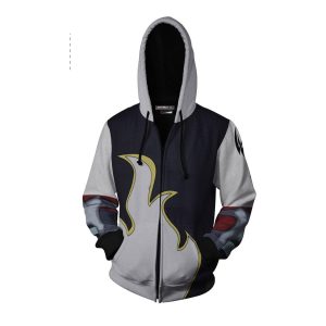 Tekken Jin Kazama White Flame Cosplay Zip Up Hoodie Jacket   