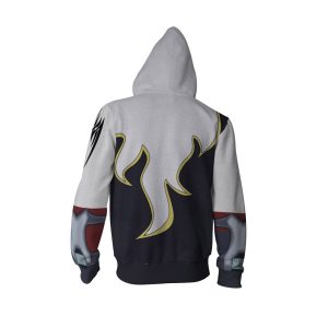 Tekken Jin Kazama White Flame Cosplay Zip Up Hoodie Jacket   