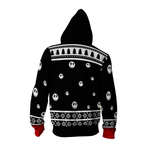 The Nightmare Before Christmas Jack & Sally Ugly Christmas Zip Up Hoodie   