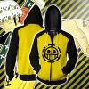 One Piece Trafalgar D. Water Law Cosplay Zip Up Hoodie Jacket XS