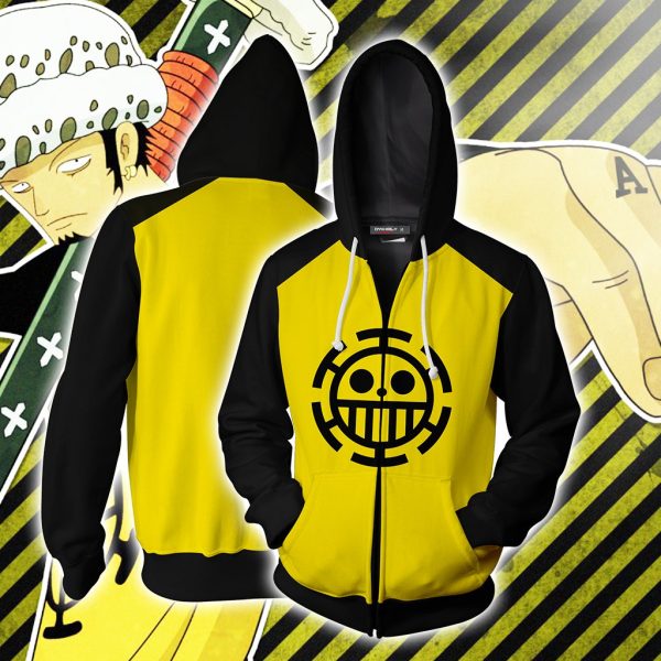 One Piece Trafalgar D. Water Law Cosplay Zip Up Hoodie Jacket XS