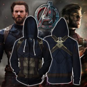 Captain America Cosplay Zip Up Hoodie Jacket XS