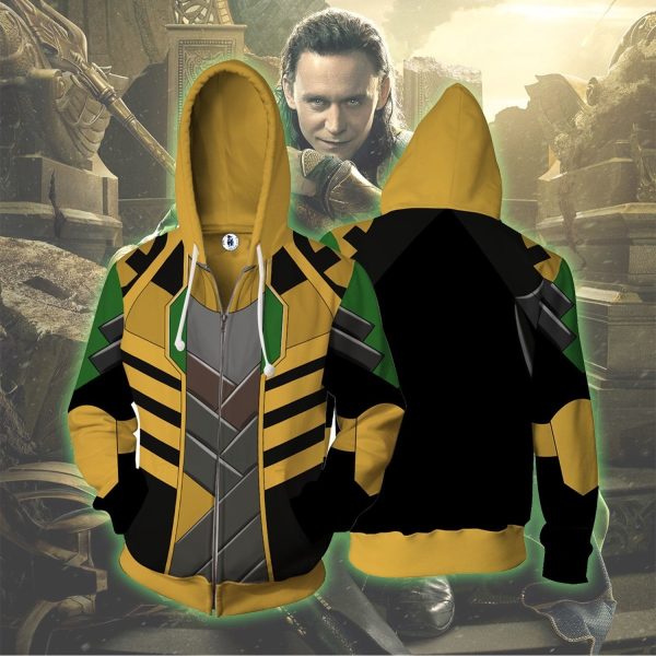 Loki Cosplay Zip Up Hoodie Jacket XS