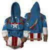 Captain America Cosplay Zip Up Hoodie Jacket XS