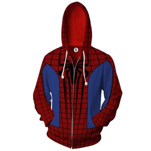 Superhero Spider Man Cosplay Zip Up Hoodie Jacket   