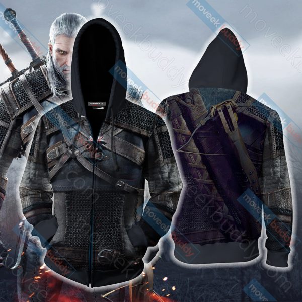 The Witcher 3 Wild Hunt Geralt Of Rivia Cosplay Zip Up Hoodie XS