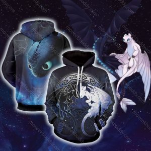 How To Train Your Dragon Night Fury & Light Fury 3D Hoodie S