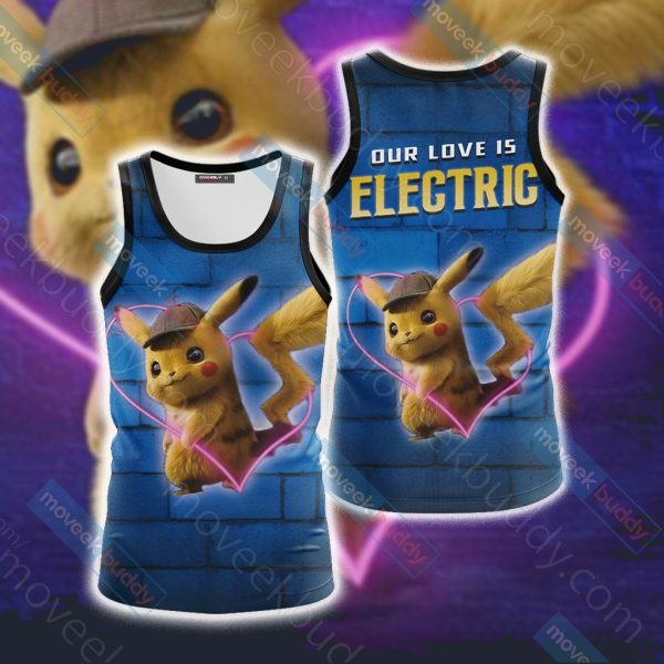 Our Love Is Electric Detective Pikachu New Unisex 3D T-shirt Tank Top S