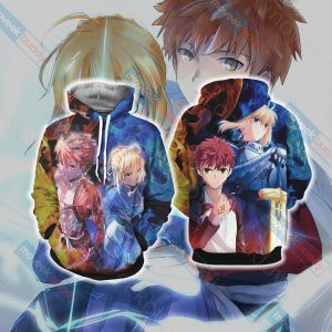 Fate/ Stay Night - Shirou Emiya and Saber Unisex 3D T-shirt Hoodie S 