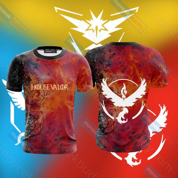 Pokemon Go - House Valor The Flame In the Night Unisex 3D T-shirt S