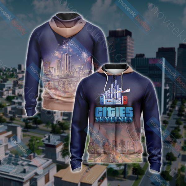 Cities: Skylines Unisex 3D T-shirt Zip Hoodie XS