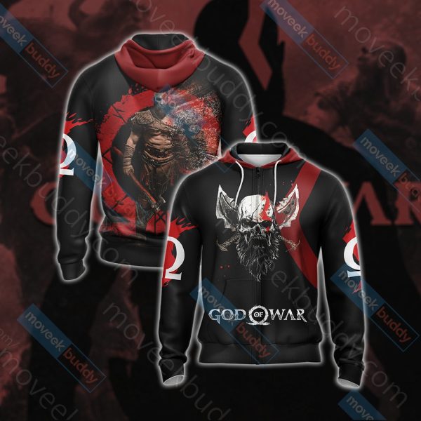 God Of War Version 2019 Unisex 3D T-shirt Zip Hoodie XS