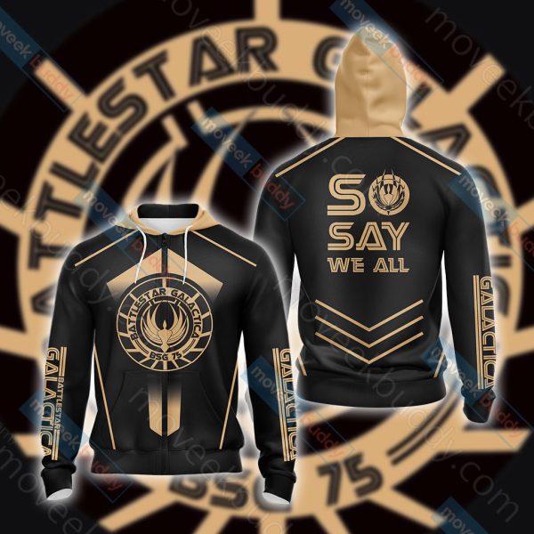 Battlestar Galactica New Look Unisex 3D T-shirt Zip Hoodie XS