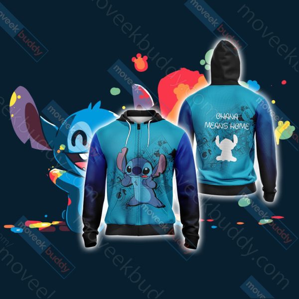 Ohana Means Family Stitch Unisex 3D T-shirt Zip Hoodie XS