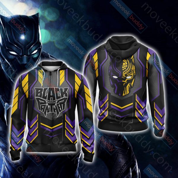 Black Panther New Look Unisex 3D T-shirt Zip Hoodie XS