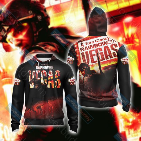 Tom Clancy's Rainbow Six: Vegas Unisex 3D T-shirt Zip Hoodie XS