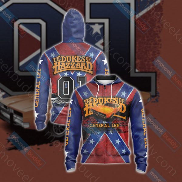 The Dukes Of Hazzard General Lee Unisex 3D T-shirt Zip Hoodie XS