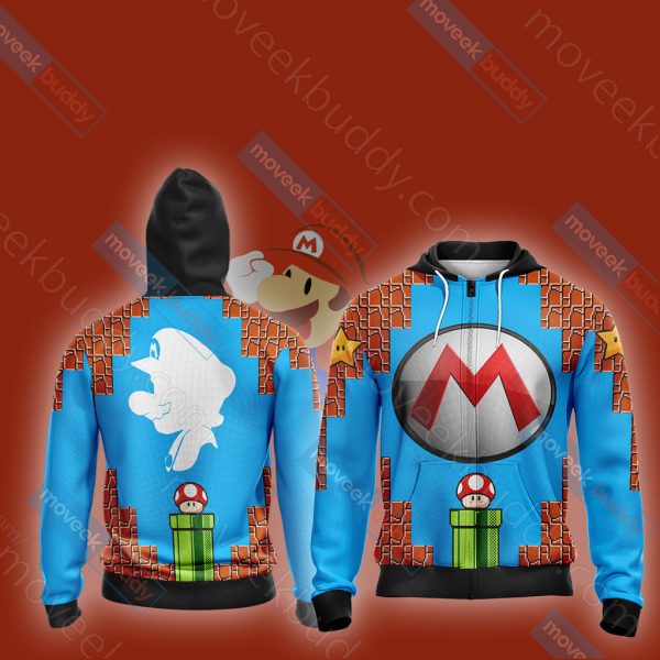 Mario New Unisex 3D T-shirt Zip Hoodie XS