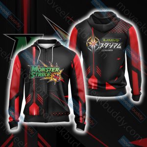 Monster Strike Unisex 3D T-shirt Zip Hoodie XS 