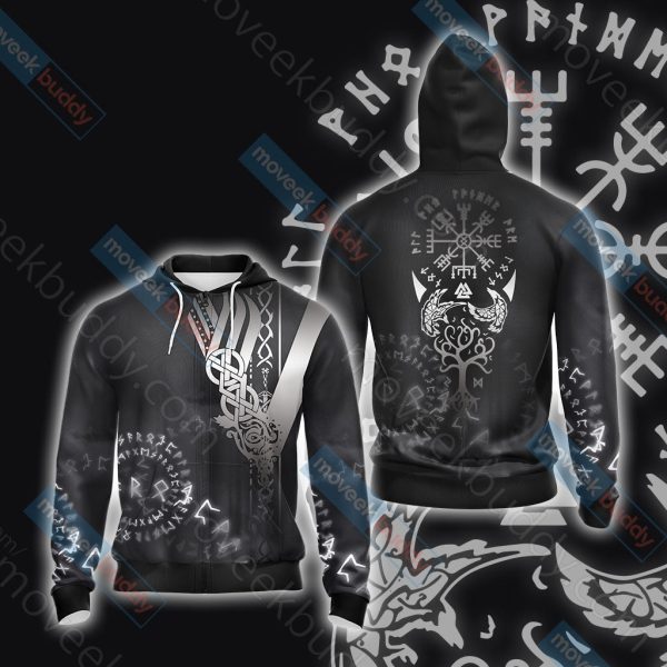 Vikings - Vegvisir Unisex 3D T-shirt Zip Hoodie XS