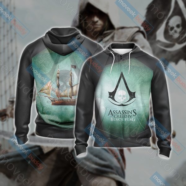 Assassin’s Creed IV Black Flag New Unisex 3D T-shirt Zip Hoodie XS