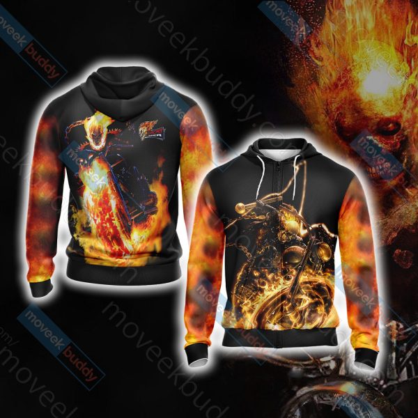 Ghost Rider Unisex 3D T-shirt Zip Hoodie XS