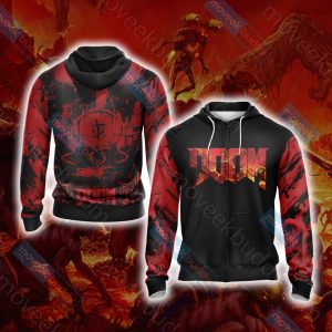 Doom New Look Unisex 3D T-shirt Zip Hoodie XS 