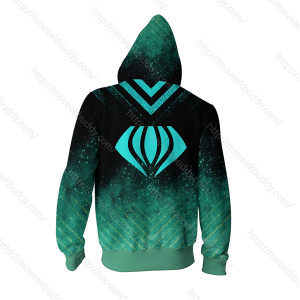 RWBY Emerald Sustrai Symbol Zip Up Hoodie   